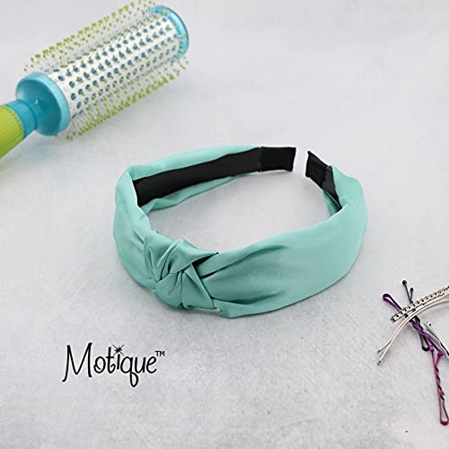 Motique Accessories Mint Satin Knot Headband for Women - color: Mint Green