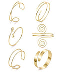 6PCS Gold Arm Cuff for Women Upper Arm Cuff Bracelets Adjustable Open Cuff Bangle Bracelet Minimalist Coil Swirl Upper Arm Bands Armband Set - style: Style B