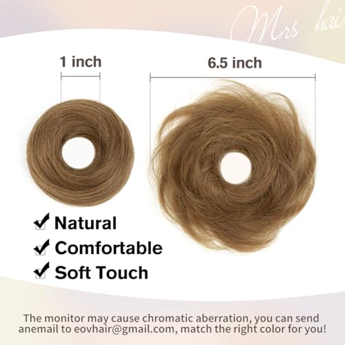 2 PCS Honey Brown Hair Bun, Messy Bun Hair Piece, Soft Fluffy Elastic Scrunchie, 30s Easy Updo for Women & Kids, Ideal for Daily Wear, Ballet, Dance & Office Use - color: Chestnut Brown, size: 4 Inch