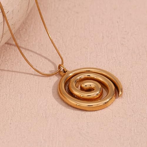 Frodete Statement Necklace for Women Chunky Gold Necklaces Long Pendant Necklace Boho Necklaces Gold Pendant Jewelry Cowboy Chic Style Cowgirl Outfit - color: Z1:Spiral Necklace