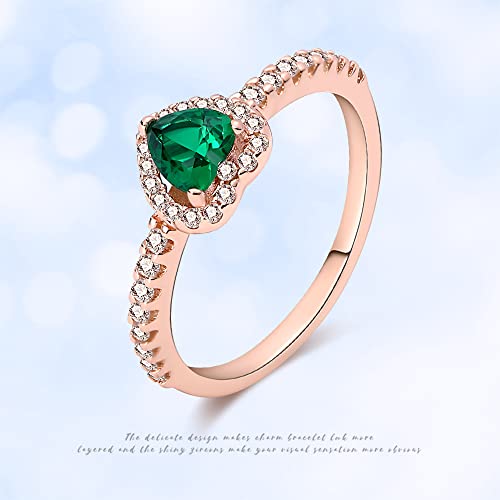 KUNSIR 925 Sterling Silver Rings Classic Cubic Zirconia Eternity Promise Statement Anniversary Wedding Bands Engagement Rings for Women Infinity Forever Love Ring Size 7-9 - style: Green Stone Ring