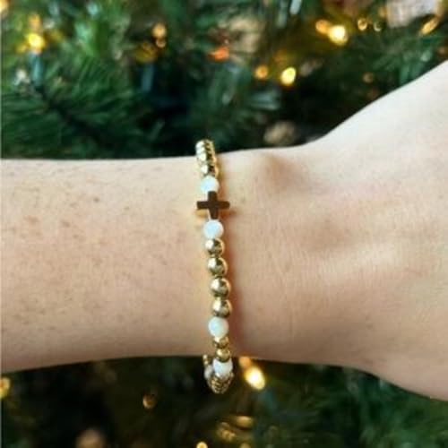 14K Gold Plated Beaded Bracelets Stack Set for Women,Stretch Boho Colorful Beads Ball Jewelry Friendship Summer Trendy - color: Black