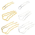 FOMIYES 6Pcs U-Shaped Iron Art Hair Pins with Wave Design Retro Chignon Hair Forks for Women and Large and Medium Four-Prong Plus Small Double-Prong Set Suitable for Styling Random Color
