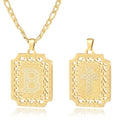 LETFLY Initial Necklaces for Women Men, 18K Gold Plated Letter Cross Pendant Necklace Alphabets A-Z Figaro Chain Jewelry Gifts - color: Square, style: Letter B
