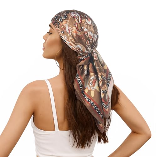 RIIQIICHY Women Head Hair Scarf Like Satin Silk Scarf Sleeping Hair Wrapping Night 27.5" - color: C016