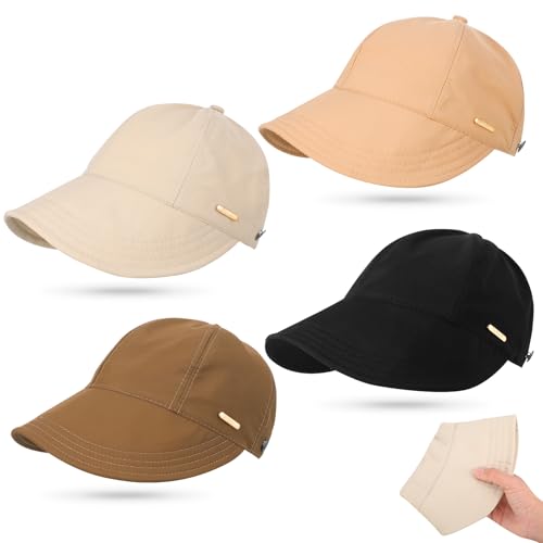 4PCS UPF 50+Womens Sun Hat UV Protection Wide Brim Hat Adjustable Ponytail Breathable for Hiking Fishing Running Golf Sports Multi