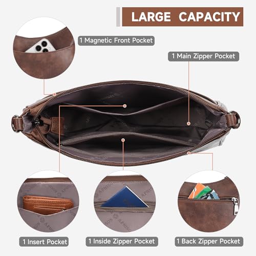 APHISON Trendy Leather Crossbody Purse with Adjustable Strap, Women's Shoulder Handbag - color: 04-coffee