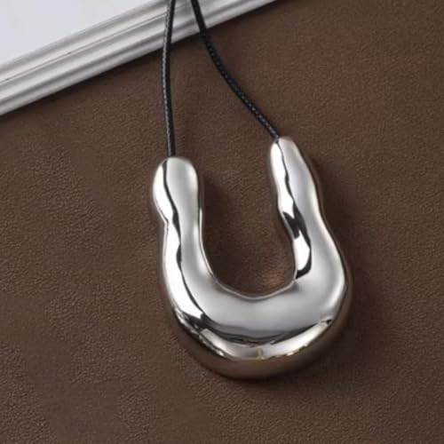 Frodete Statement Necklace for Women Chunky Gold Necklaces Long Pendant Necklace Boho Necklaces Gold Pendant Jewelry Cowboy Chic Style Cowgirl Outfit - color: Z5:Silver U Necklace