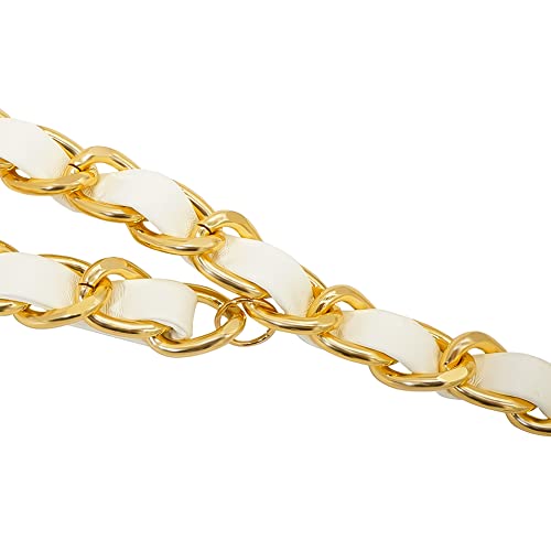 YooAi Chain Belts Leather Waist Belt for Women Layered Metal Chain Belt - size: XS/S: fits waist from 26"-30", style: White