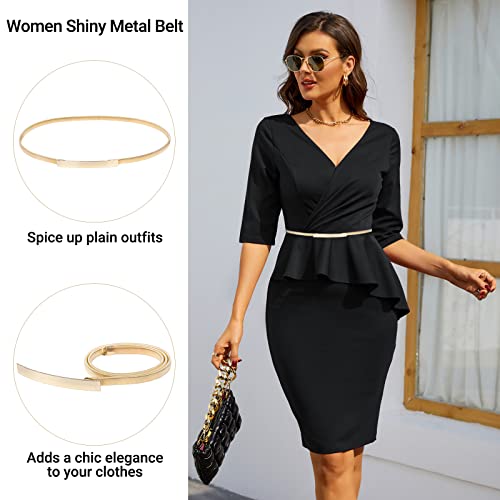 GRACE KARIN Women Skinny Metal Cinch Belt Gold Waistband Elastic Waist Belt CL633 - color: Gold, size: Small