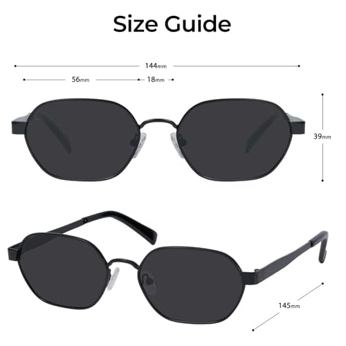 mosanana Trendy Retro Hexagon Sunglasses for Women Metal MS52593 - color: C5 Black/Grey