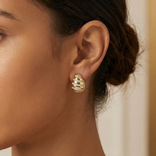 4 Pair Small Gold Hoop Earrings for Women Sensitive Ears - Hypoallergenic 14k Real Gold Plated Hoops Zirconia Cartilage Huggie Earrings Set Helix Piercing Earring Gold Jewelry for Women Gift - color: 1946 Ball Gold
