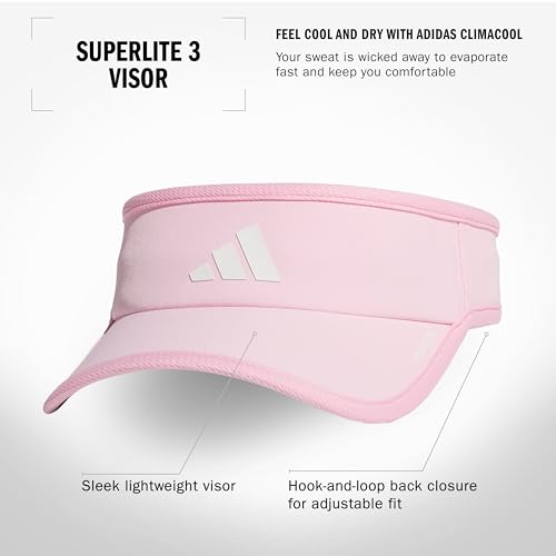 adidas Women's Superlite Visor – Lightweight Moisture-Wicking Running Tennis Hat - color: True Pink/White/3