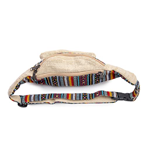 Freakmandu Eco-Friendly Boho Hippie Style Hemp Fanny Pack Hip Waist Bag for Hiking Running Jogging (Beatnik) - color: Beatnik