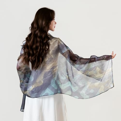 Lightweight Chiffon Scarf for Women 25x70 Inches – Sheer Summer Shawl Wrap, Boho Head Scarf, Travel Beach Cover Up, Elegant Evening Dresses Accessory