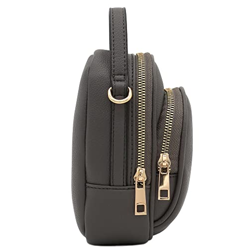 FashionPuzzle Two Compartment Mini Crossbody Bag | Two Compartment - color: Dark Grey