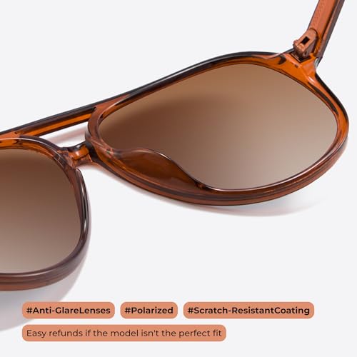 livho Trendy Polarized Aviator Sunglasses Women Men, Retro Sun Glasses for Women Men 2025, Oversized UV Protection Shades - color: Dark Brown/Gradient Brown