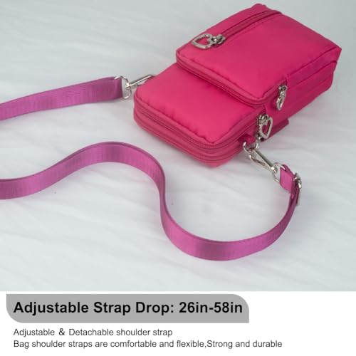 JANKS Small Crossbody Bag for Women - Mini Phone Purses with Crossbody Strap and Wallet - Nylon Arm Bag - color: A-rose