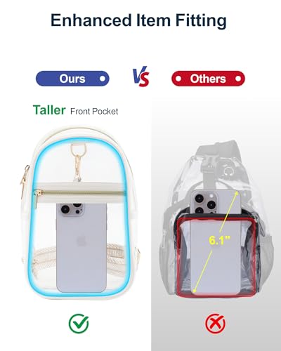 PACKISM Clear Sling Bag Stadium Approved - Clear Bag for Stadium Events & Holographic Bag for Music Festivals Jacquard Strap - color: 02_guitar Strap Beiges