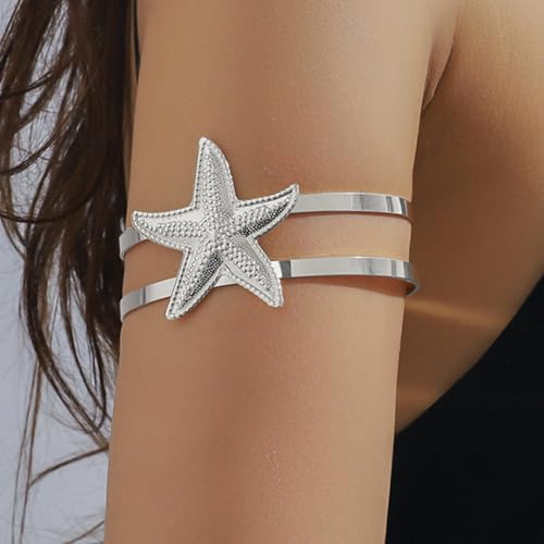 Frodete Arm Cuff Bracelet for Women Gold Upper Arm Jewelry Bangle Cuff Bracelets Starfish Shell Beach Jewelry Trendy Stuff Gifts - color: C4:arm cuff