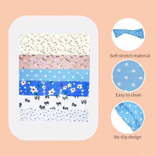 6 Pcs Anti-Slip Elastic Headbands for Women Soft Fabric Yoga Sweatbands with Floral Heart Print Stretchy, Sweat-Absorbent and Lightweight for Fitness, Running and Daily Wear - color: Headbands Color-Floral Print