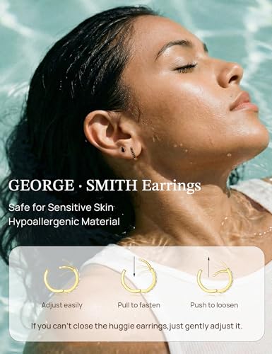 GEORGE · SMITH Stackable Kite Stud Earrings Set for Women, Gold & Silver Huggie Birthstone Jewelry with Emerald Green & Blue Sapphire, Trendy Earrings for Women 2025 - color: Gold,Black CZ