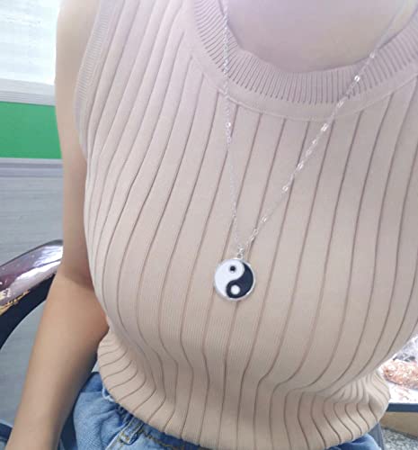 Gold Silver Yin Yang Pendant Necklace for Couples - color: Silver