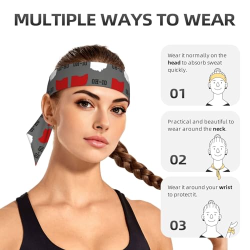 Sports Head Tie Westie Dogs Beach Summer Tropical Tie Sweatband Headband Men Women Elastic Bandana Adjustable Non-Slip Moisture Wicking for Running Football Yoga Workout Athletic Hair Ninja Head Band - color: Ohio State Gray
