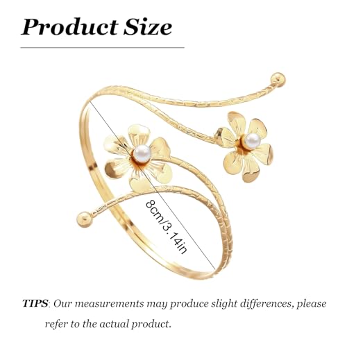 Arm Cuff Jewelry for Women Adjustable Flower Cuff Bangle Bracelet Gold Armband Upper Jewelry Gifts for Women Boho Western Accessories - color: B5:gold flower