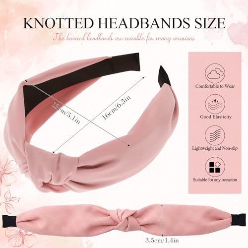 obeoby 8Pcs Knotted Headbands, Non-Slip Fashion Women's Hairbands Teacher Headbands for Women Hair Accessories Gifts for Grandma(Dark Series) - color: black, burgundy, brick red, yellow, blue, pink, khaki, beige