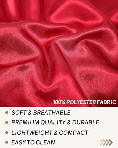 AWAYTR Long Satin Bonnet for Braids - Elastic Silk Hair Bonnets for Sleeping Night Cap Stretchy Tie Band for Women（Wine Red） - color: Wine Red