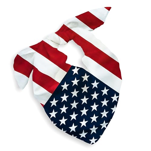 Gift Packaging Bandana for Men Women - 100% Cotton, Paisley, 22x22 In, 1 Pack - Large Bandanna Handkerchief Cowboy Hanky - color: Red White and Blue