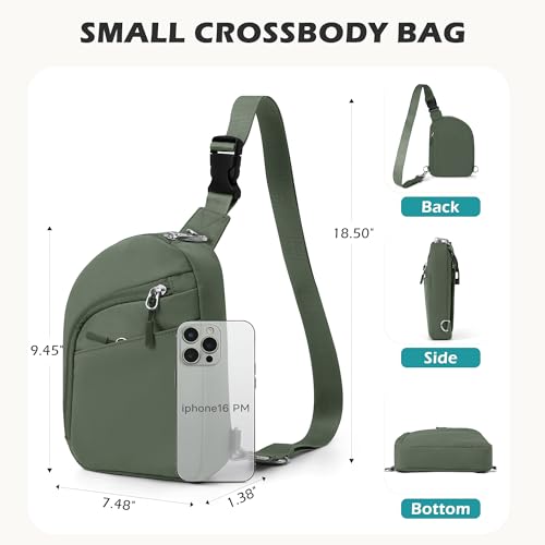 TOPEAST Anti Theft Crossbody Bags for Women Men, Small Sling Crossbody Bag Travel Purse Shoulder Wallet with RFID Blocking - color: 4-dark Green