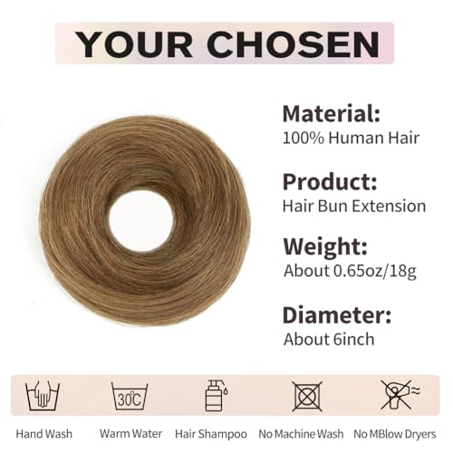 2 PCS Honey Brown Hair Bun, Messy Bun Hair Piece, Soft Fluffy Elastic Scrunchie, 30s Easy Updo for Women & Kids, Ideal for Daily Wear, Ballet, Dance & Office Use - color: Chestnut Brown, size: 4 Inch