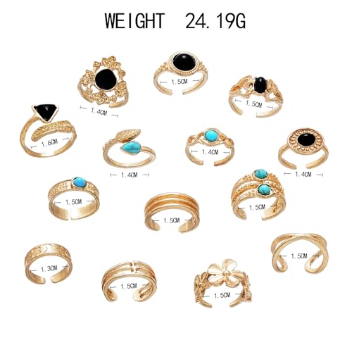 INENIMARTJ Gold Toe Rings for Women, Vintage Style Open Ring Set, Adjustable Summer Beach Foot Jewelry - color: 14pcs