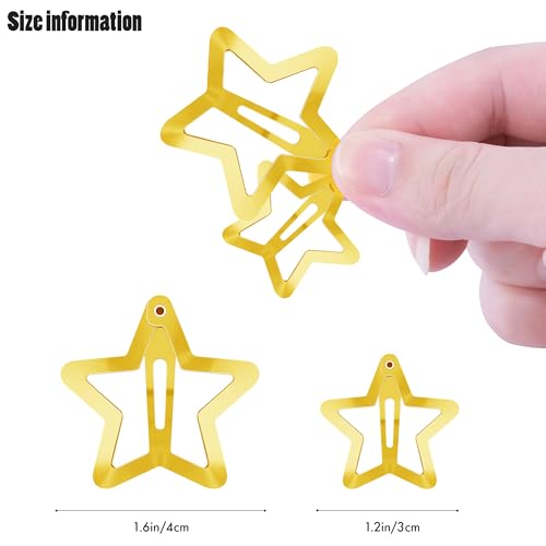 Star Hair Clips 2000s Y2K Snap Hair Barrettes Non Slip Star Hair Accessories Gold Metal Hair Clips for Girls Women -30 PCS 1.18", 1.57" - color: 50 P - 1.18",1.57"-gold