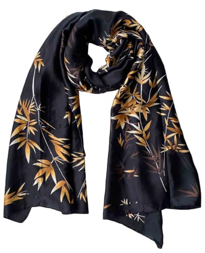 Acotavie Scarfs for Women Fashion Scarves Long Floral Pattern Scarf Headscarf Lightweight Sunscreen Shawls - color: Black