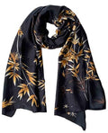 Acotavie Scarfs for Women Fashion Scarves Long Floral Pattern Scarf Headscarf Lightweight Sunscreen Shawls - color: Black
