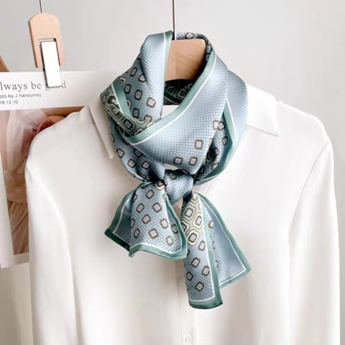 ANDANTINO 100% Silk Scarf for Women 59”*6.3” Long Shawls for Headscarf and Neck- Oblong Hair Wraps with Gift Packed - color: Blue