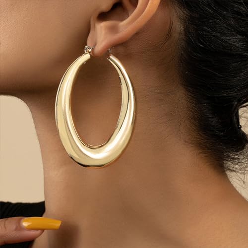 Large Hoop Earrings Lightweight Chunky Earrings for Women Chunky Earrings Big Hoop Earrings for Wedding - style: Hoop-G-02