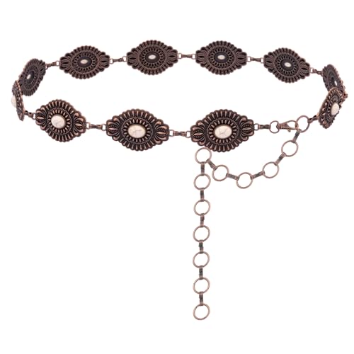 Montana West Rustic Couture's Large Western Concho Metal Belts for Women Cowgirl - color: Bright White