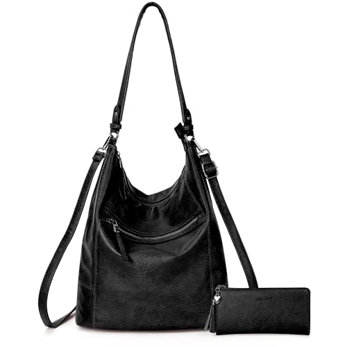 TANTOMI Hobo Bags Purses for Women, Women's Crossbody Handbags and Shoulder Bag, Multi-Pocket Large Hobo Purse - color: Black.b