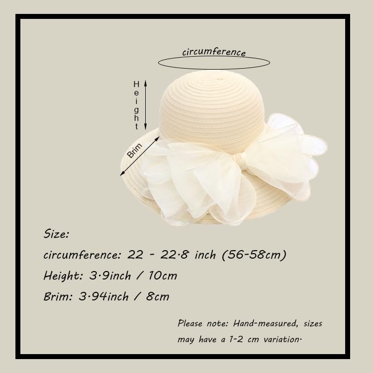 Women's Kentucky Derby Church Dress Hat Wide Brim Leaf Flower Bridal Shower Hat - color: 01 Cream