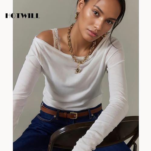 HOTWILL 4 Pack Women Skinny Belts for Jeans Dress Thin Waist Belt for Ladies - color: Gold Buckle B Black Beige Brown White, size: Small