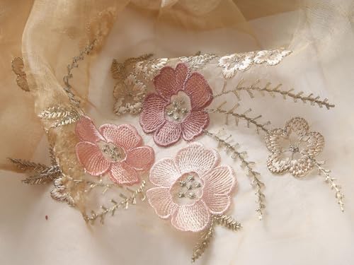 Jeelow Silk Blend Floral Fashion Scarf Shawl Wrap Lightweight Sheer For Women Floral Embroidery Wedding Party Prom - color: Petal Light Khaki