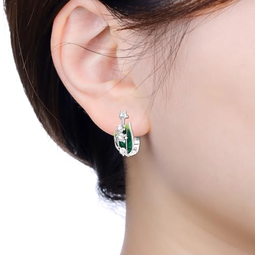 Earrings for Women 925 Sterling Silver Hoop Earring Colorful Cute Fashion Hoop Earrings Graduation Birthday Jewelry Gifts for Women - color: Lily of the Valley Earrings