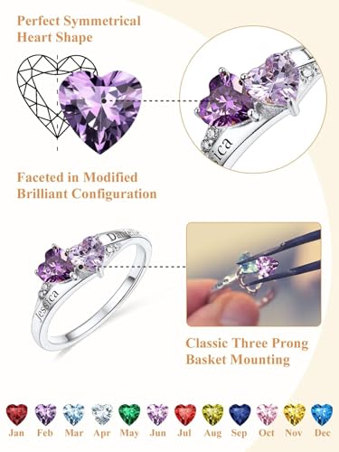 Custom4U Personalized 1-4 Birthstone Rings for Women Promise Rings for Her Sterling Silver Mothers Ring Customized Cubic Zirconia Stones Wedding/Valentine's Day/Mother's Day Jewelry Gift for Mom Wife - color: A-2 Names-silver