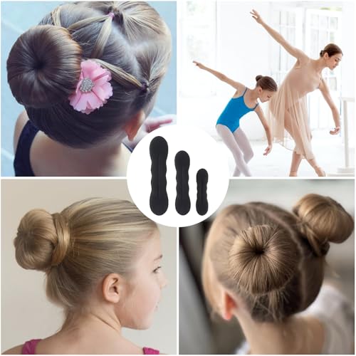 4-Pack Hair Bun Maker for Women - 2 Small & 2 Large Non-Slip Foam Sponge Bun Shapers for Easy Updos, Lazy Hair Curler Bun Clips, Reusable Magic Bun Curler for Long/Short/Thick/Thin Women Hair