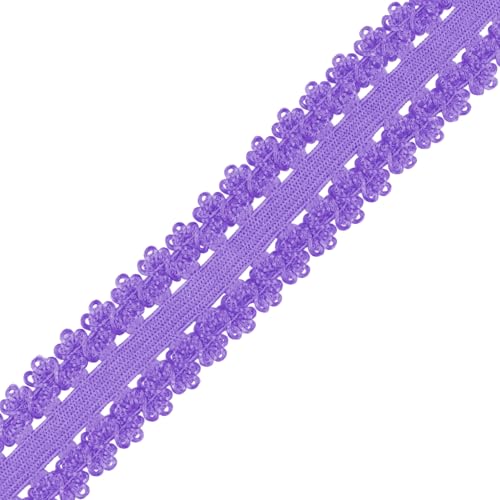 Mandala Crafts Purple Stretch Lace Soft Elastic Trim Roll - 55 Yards 1 Inch Wide Stretchy Frilly Picot Ribbon for Sewing Lingerie, Headbands, Underwear, and Crafts - color: Purple