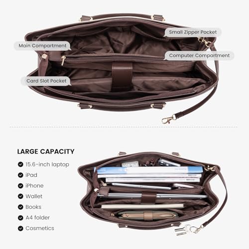 LOVEVOOK Laptop Tote Bag for Women, Office Work Bag Briefcase fit for 15.6 inch Laptop, Large Capacity Teacher Computer Bag Handbag Coffee/Brown/Beige - color: Coffee/Brown/Beige 15.6 Inch, size: 15.6 inch